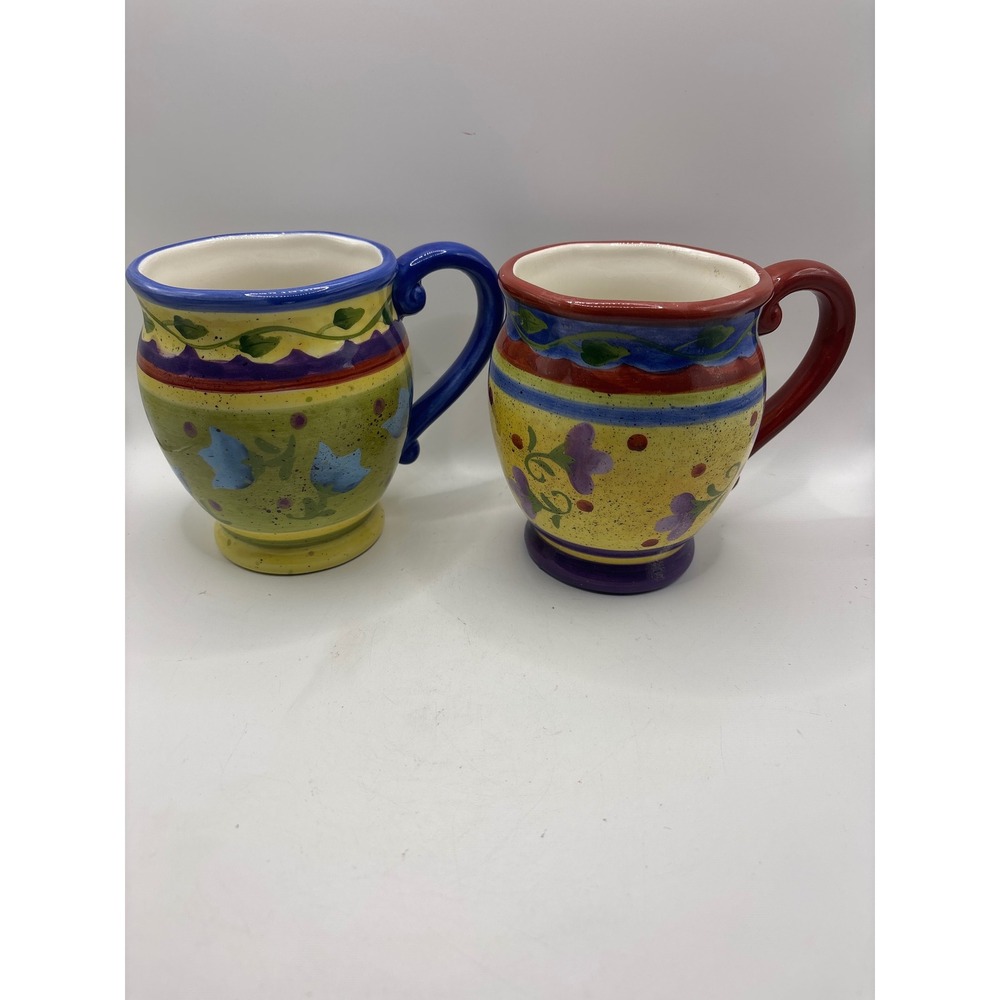 Certified International Sue Zipkin Floral Ceramic Mugs Set of 2 Multi-Color 16oz